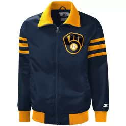 Men's Starter Navy Milwaukee Brewers The Captain II Full-Zip Varsity Jacket -Philadelphia Eaglest shop 5741886 ALT2