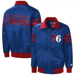 Men's Starter Royal Philadelphia 76ers The Captain II Full-Zip Varsity Jacket