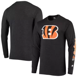 Men's Starter Heathered Black Cincinnati Bengals Halftime Long Sleeve T-Shirt