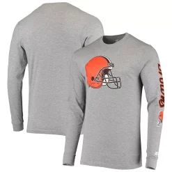 Men's Starter Heathered Gray Cleveland Browns Halftime Long Sleeve T-Shirt -Philadelphia Eaglest shop 5824119 ALT
