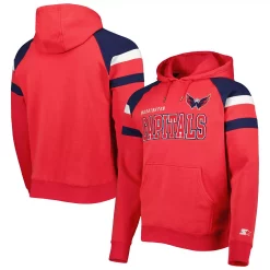 Men's Starter Red/Navy Washington Capitals Draft Fleece Raglan Pullover Hoodie