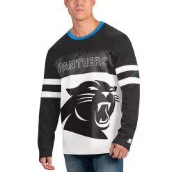 Men's Starter Black/White Carolina Panthers Halftime Long Sleeve T-Shirt