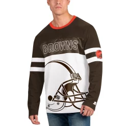 Men's Starter Brown/White Cleveland Browns Halftime Long Sleeve T-Shirt