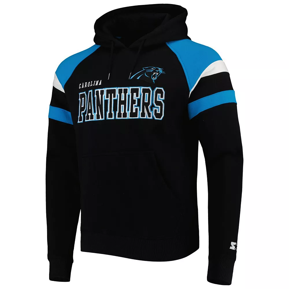 Men's Starter Black Carolina Panthers Draft Fleece Raglan Pullover Hoodie 5 Men's Starter Black Carolina Panthers Draft Fleece Raglan Pullover Hoodie - Image 3