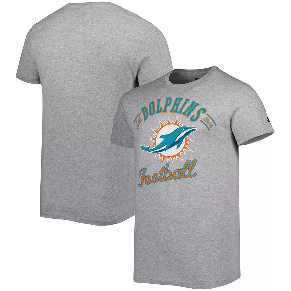 Men's Starter Heathered Gray Miami Dolphins Prime Time Logo T-Shirt 4 Men's Starter Heathered Gray Miami Dolphins Prime Time Logo T-Shirt - Image 2