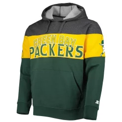 Men's Starter Green/Heather Charcoal Green Bay Packers Extreme Vintage Logos Pullover Hoodie -Philadelphia Eaglest shop 5981436 ALT2