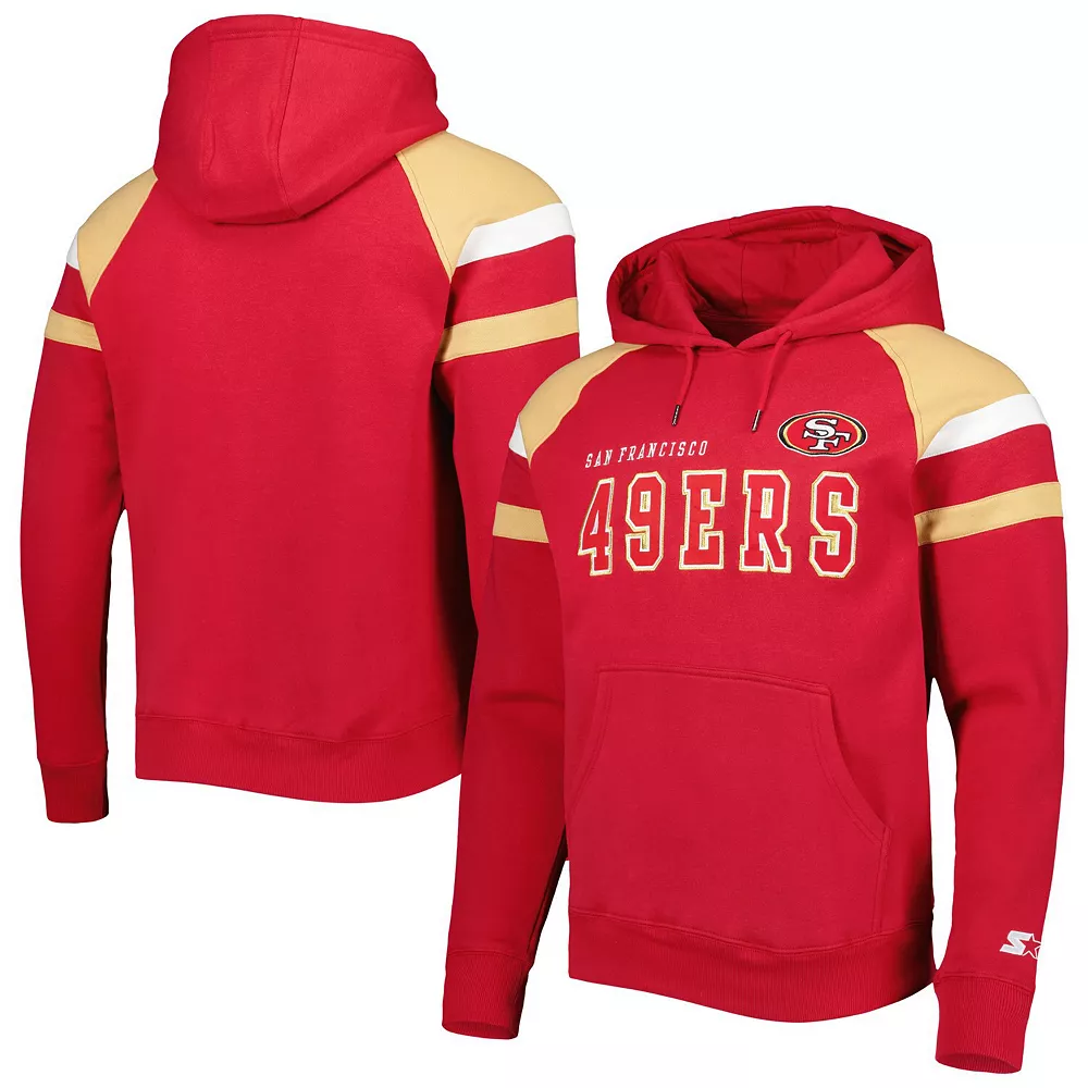 Men's Starter Scarlet San Francisco 49ers Draft Fleece Raglan Pullover Hoodie 4 Men's Starter Scarlet San Francisco 49ers Draft Fleece Raglan Pullover Hoodie - Image 2