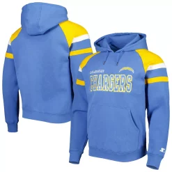 Men's Starter Powder Blue Los Angeles Chargers Draft Fleece Raglan Pullover Hoodie