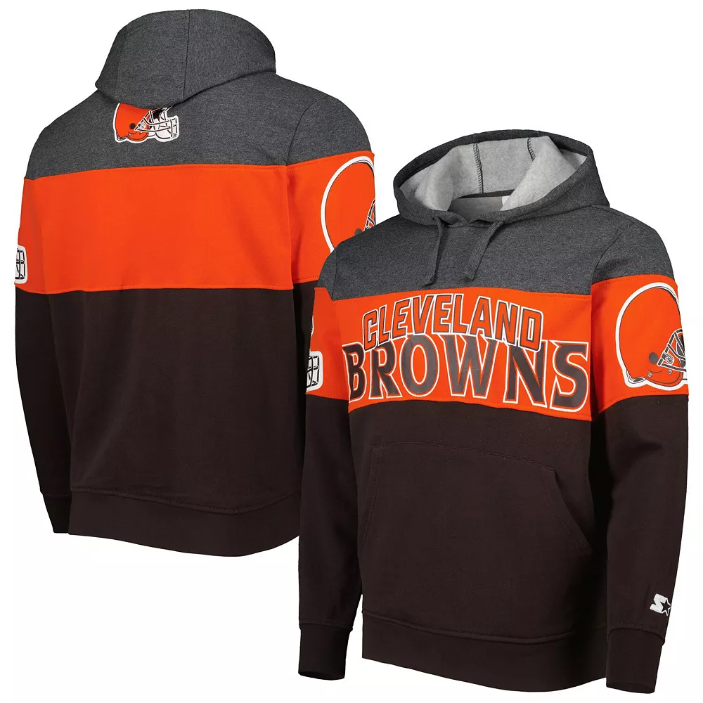 Men's Starter Brown/Heather Charcoal Cleveland Browns Extreme Pullover Hoodie 4 Men's Starter Brown/Heather Charcoal Cleveland Browns Extreme Pullover Hoodie - Image 2