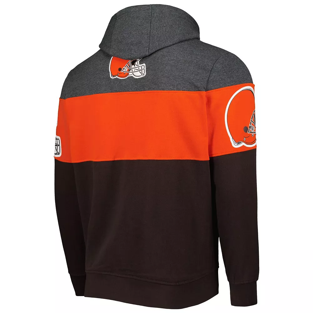 Men's Starter Brown/Heather Charcoal Cleveland Browns Extreme Pullover Hoodie 6 Men's Starter Brown/Heather Charcoal Cleveland Browns Extreme Pullover Hoodie - Image 4
