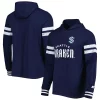 Men's Starter Navy Seattle Kraken Offense Long Sleeve Hoodie T-Shirt