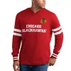 Men's Starter Red/White Chicago Blackhawks Offense Hoodie Long Sleeve T-Shirt -Philadelphia Eaglest shop 6001889