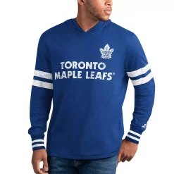 Men's Starter Blue Toronto Maple Leafs Offense Long Sleeve Hoodie T-Shirt