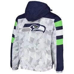 Men's Starter White/College Navy Seattle Seahawks Thursday Night Gridiron Raglan Half-Zip Hooded Jacket -Philadelphia Eaglest shop 6025041 ALT3