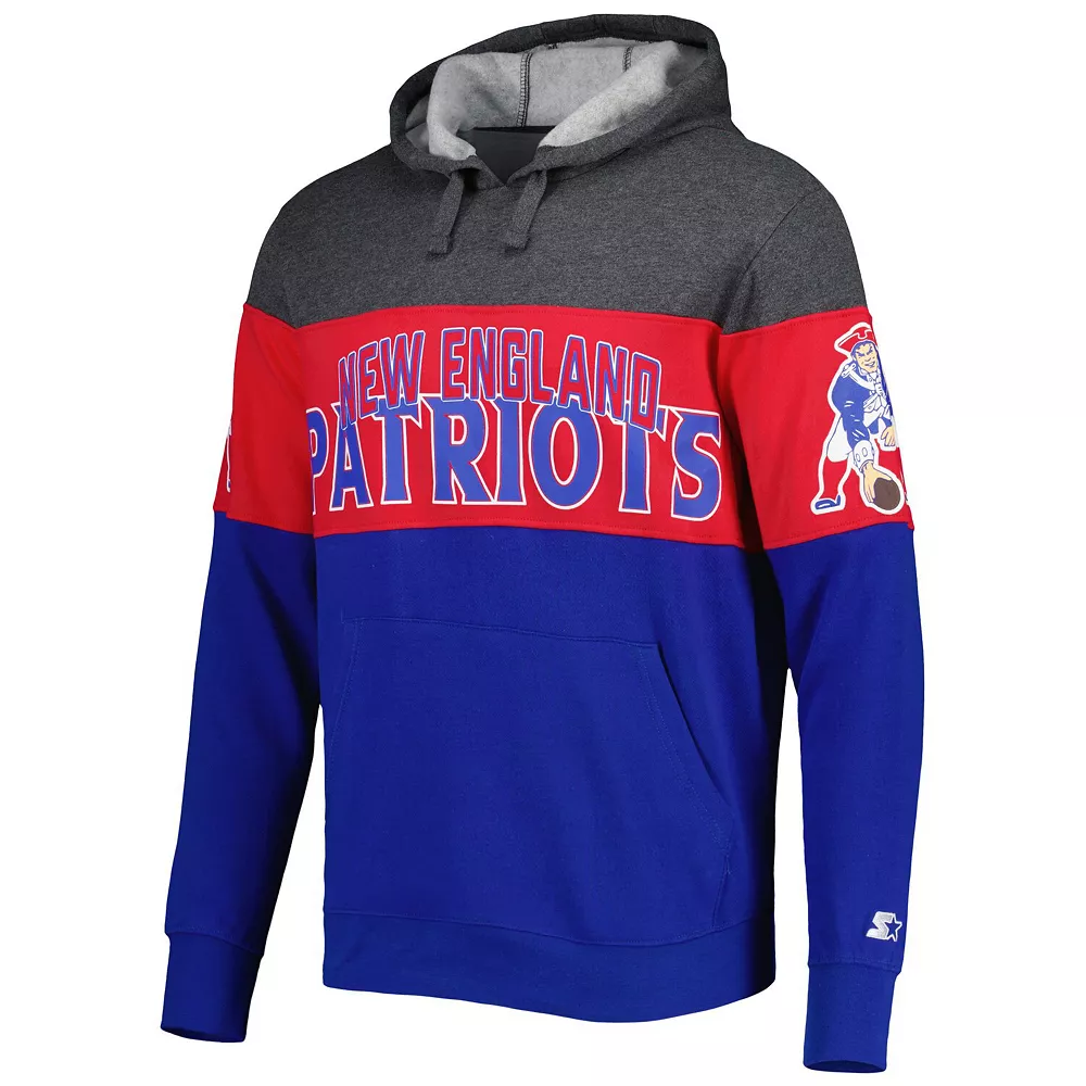 Men's Starter Royal/Heather Charcoal New England Patriots Extreme Vintage Logos Pullover Hoodie 5 Men's Starter Royal/Heather Charcoal New England Patriots Extreme Vintage Logos Pullover Hoodie - Image 3