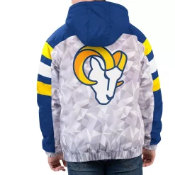 Men's Starter White/Royal Los Angeles Rams Thursday Night Gridiron Raglan Half-Zip Hooded Jacket -Philadelphia Eaglest shop 6025623 ALT2