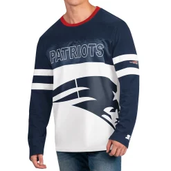 Men's Starter Navy/White New England Patriots Halftime Long Sleeve T-Shirt -Philadelphia Eaglest shop 6025946 ALT