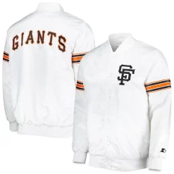 Men's Starter White San Francisco Giantss Power Forward Satin Full-Snap Varsity Jacket