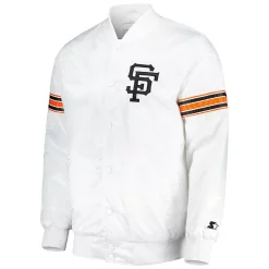 Men's Starter White San Francisco Giantss Power Forward Satin Full-Snap Varsity Jacket -Philadelphia Eaglest shop 6026198 ALT2