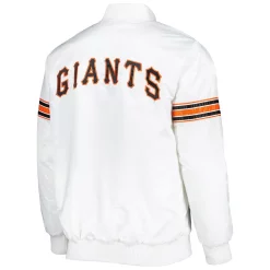 Men's Starter White San Francisco Giantss Power Forward Satin Full-Snap Varsity Jacket -Philadelphia Eaglest shop 6026198 ALT3