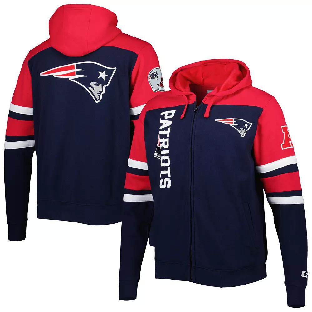 Men's Starter Navy New England Patriots Extreme Full-Zip Hoodie Jacket 4 Men's Starter Navy New England Patriots Extreme Full-Zip Hoodie Jacket - Image 2