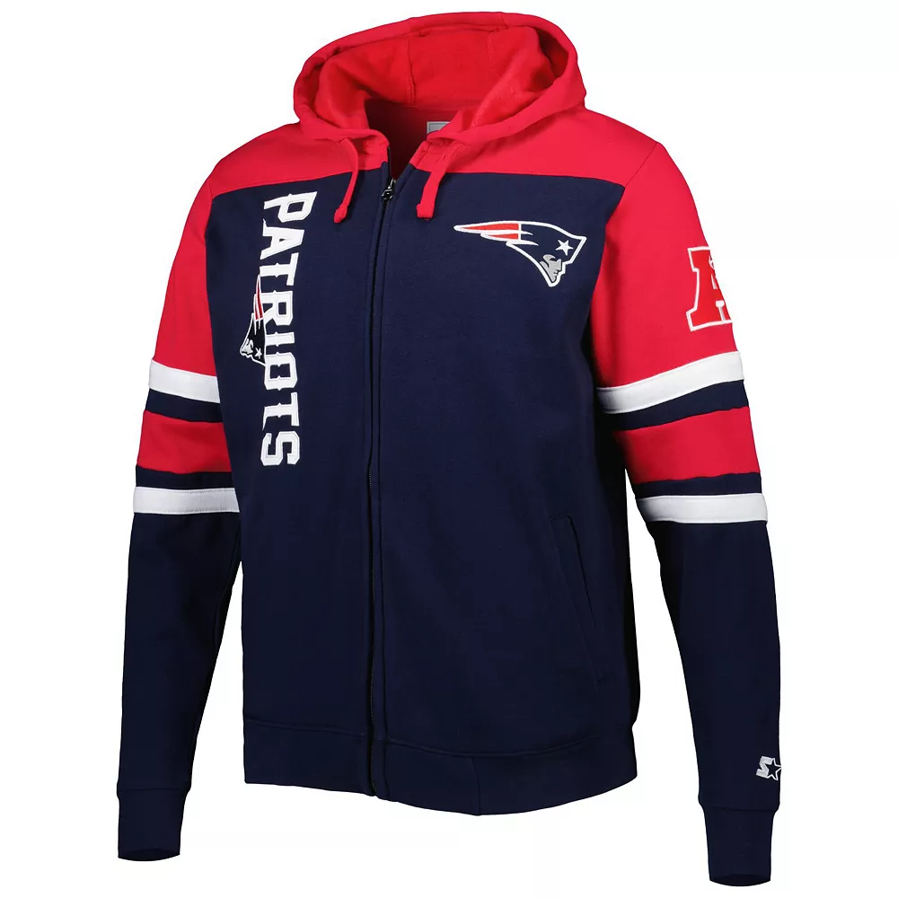 Men's Starter Navy New England Patriots Extreme Full-Zip Hoodie Jacket 5 Men's Starter Navy New England Patriots Extreme Full-Zip Hoodie Jacket - Image 3
