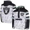 Men's Starter White/Black Las Vegas Raiders Thursday Night Gridiron Raglan Half-Zip Hooded Jacket -Philadelphia Eaglest shop 6026994