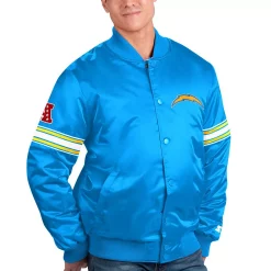 Men's Starter Powder Blue Los Angeles Chargers The Pick and Roll Full-Snap Jacket
