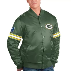 Men's Starter Green Green Bay Packers The Pick and Roll Full-Snap Jacket