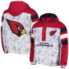 Men's Starter White/Cardinal Arizona Cardinals Thursday Night Gridiron Raglan Half-Zip Hooded Jacket -Philadelphia Eaglest shop 6078035