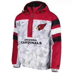 Men's Starter White/Cardinal Arizona Cardinals Thursday Night Gridiron Raglan Half-Zip Hooded Jacket -Philadelphia Eaglest shop 6078035 ALT2
