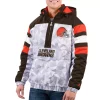 Men's Starter White/Brown Cleveland Browns Thursday Night Gridiron Raglan Half-Zip Hooded Jacket -Philadelphia Eaglest shop 6079568