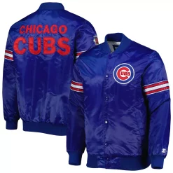 Men's Starter Royal Chicago Cubs Pick & Roll Satin Varsity Full-Snap Jacket