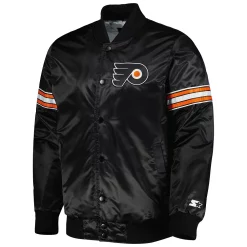 Men's Starter Black Philadelphia Flyers Pick & Roll Satin Full-Snap Varsity Jacket -Philadelphia Eaglest shop 6105704 ALT2