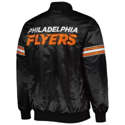Men's Starter Black Philadelphia Flyers Pick & Roll Satin Full-Snap Varsity Jacket -Philadelphia Eaglest shop 6105704 ALT3