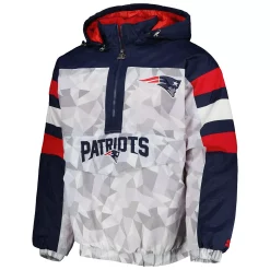 Men's Starter White/Navy New England Patriots Thursday Night Gridiron Raglan Half-Zip Hooded Jacket -Philadelphia Eaglest shop 6105750 ALT2