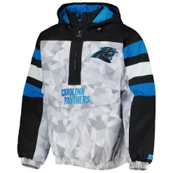 Men's Starter White/Black Carolina Panthers Thursday Night Gridiron Raglan Half-Zip Hooded Jacket -Philadelphia Eaglest shop 6106087 ALT2