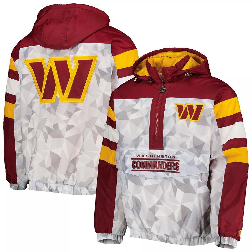 Men's Starter White/Burgundy Washington Commanders Thursday Night Gridiron Raglan Half-Zip Hooded Jacket 3 Men's Starter White/Burgundy Washington Commanders Thursday Night Gridiron Raglan Half-Zip Hooded Jacket