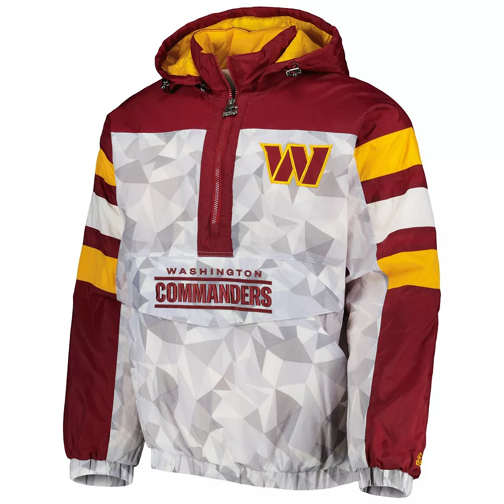 Men's Starter White/Burgundy Washington Commanders Thursday Night Gridiron Raglan Half-Zip Hooded Jacket 5 Men's Starter White/Burgundy Washington Commanders Thursday Night Gridiron Raglan Half-Zip Hooded Jacket - Image 3