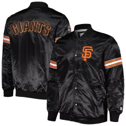 Men's Starter Black San Francisco Giants Pick & Roll Satin Varsity Full-Snap Jacket