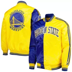 Men's Starter Royal/Gold Golden State Warriors Fast Break Satin Full-Snap Jacket
