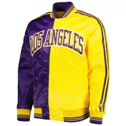 Men's Starter Purple/Gold Los Angeles Lakers Fast Break Satin Full-Snap Jacket -Philadelphia Eaglest shop 6156683 ALT2