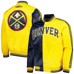 Men's Starter Navy/Gold Denver Nuggets Fast Break Satin Full-Snap Jacket
