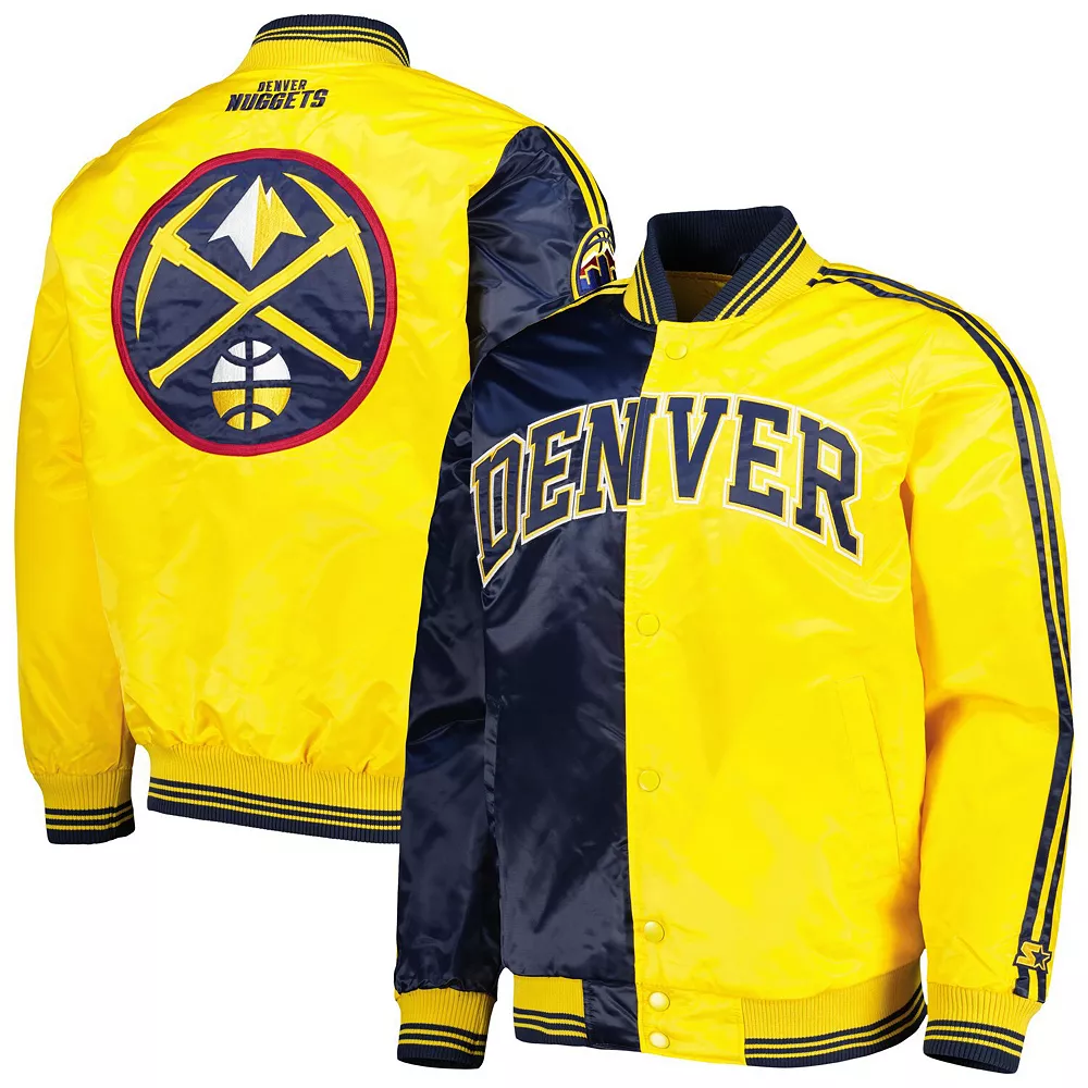Men's Starter Navy/Gold Denver Nuggets Fast Break Satin Full-Snap Jacket 3 Men's Starter Navy/Gold Denver Nuggets Fast Break Satin Full-Snap Jacket