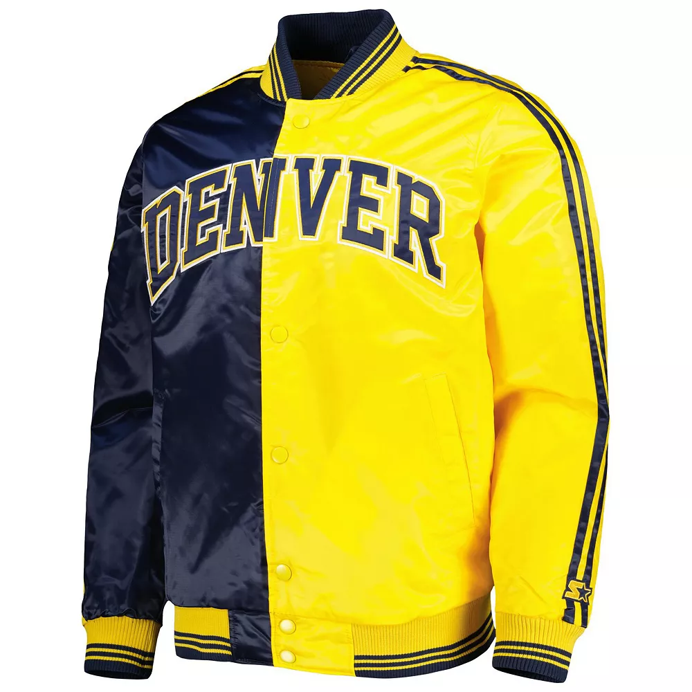 Men's Starter Navy/Gold Denver Nuggets Fast Break Satin Full-Snap Jacket 5 Men's Starter Navy/Gold Denver Nuggets Fast Break Satin Full-Snap Jacket - Image 3