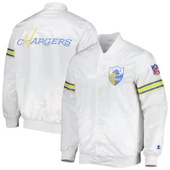 Men's Starter White Los Angeles Chargers The Power Forward Full-Snap Jacket