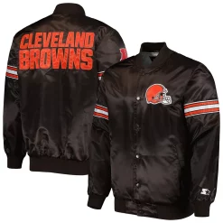 Men's Starter Brown Cleveland Browns The Pick and Roll Full-Snap Jacket