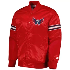 Men's Starter Red Washington Capitals Pick & Roll Satin Full-Snap Varsity Jacket -Philadelphia Eaglest shop 6162110 ALT2