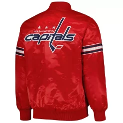 Men's Starter Red Washington Capitals Pick & Roll Satin Full-Snap Varsity Jacket -Philadelphia Eaglest shop 6162110 ALT3