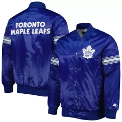 Men's Starter Blue Toronto Maple Leafs Pick & Roll Satin Full-Snap Varsity Jacket